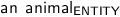Dependency graph for sentence: an animal. Token animal is labeled ENTITY.