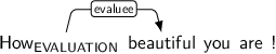 Dependency graph for sentence: How beautiful you are !. Token How is labeled EVALUATION and has an edge labeled evaluee to token beautiful.