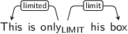 Dependency graph for sentence: This is only his box. Token only is labeled LIMIT and has an edge labeled limited to token This and an edge labeled limit to token box.